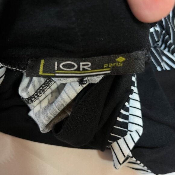 LIOR Paris Black & White Geometric‎ Print Cowl Neck Tunic Top Size M - Picture 5 of 9